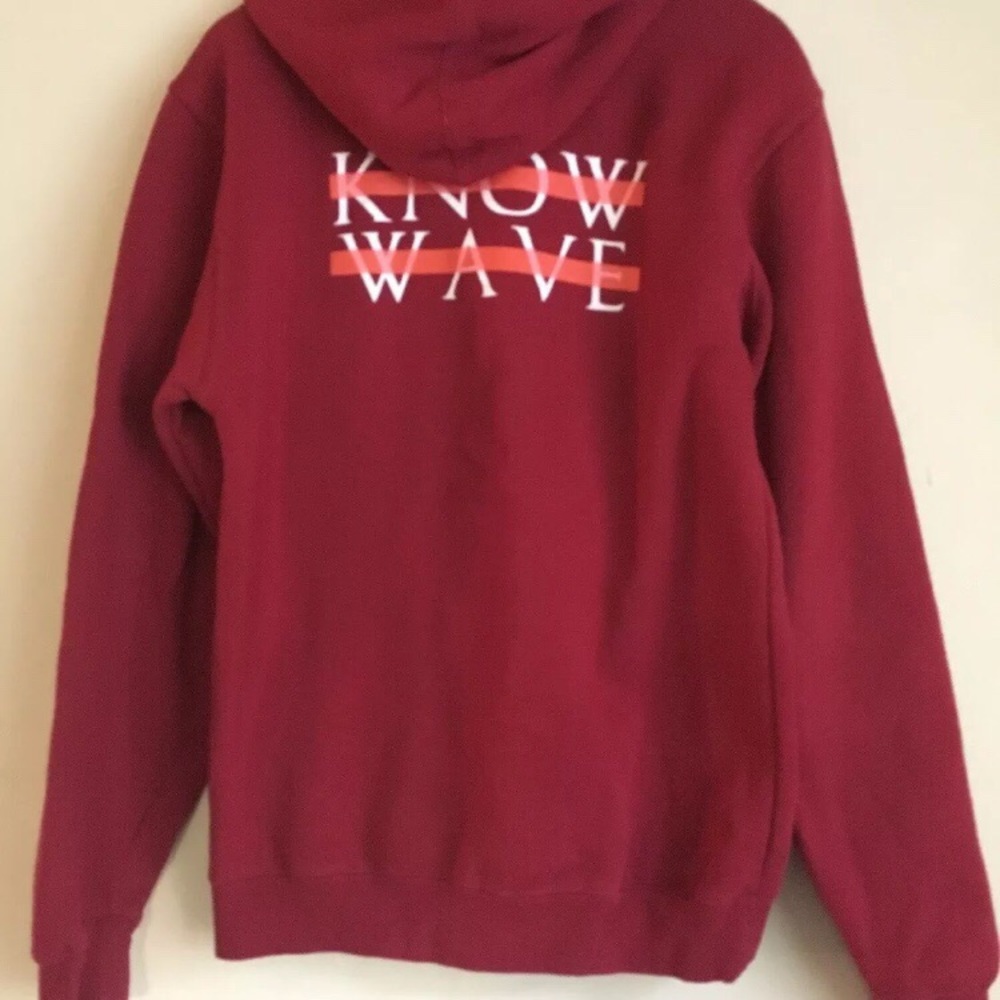 KNOW WAVE Logo Red Pullover Hoodie Size S